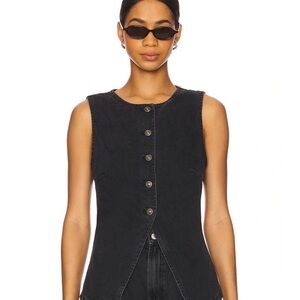 Free People Aimee Denim Vest in Black